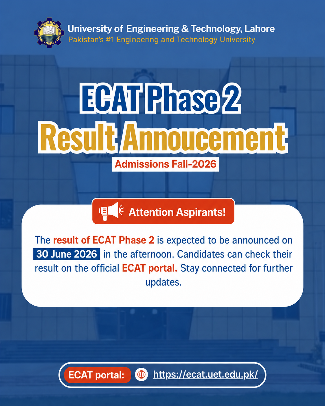 ECAT 2026 (Second) Result Announcement