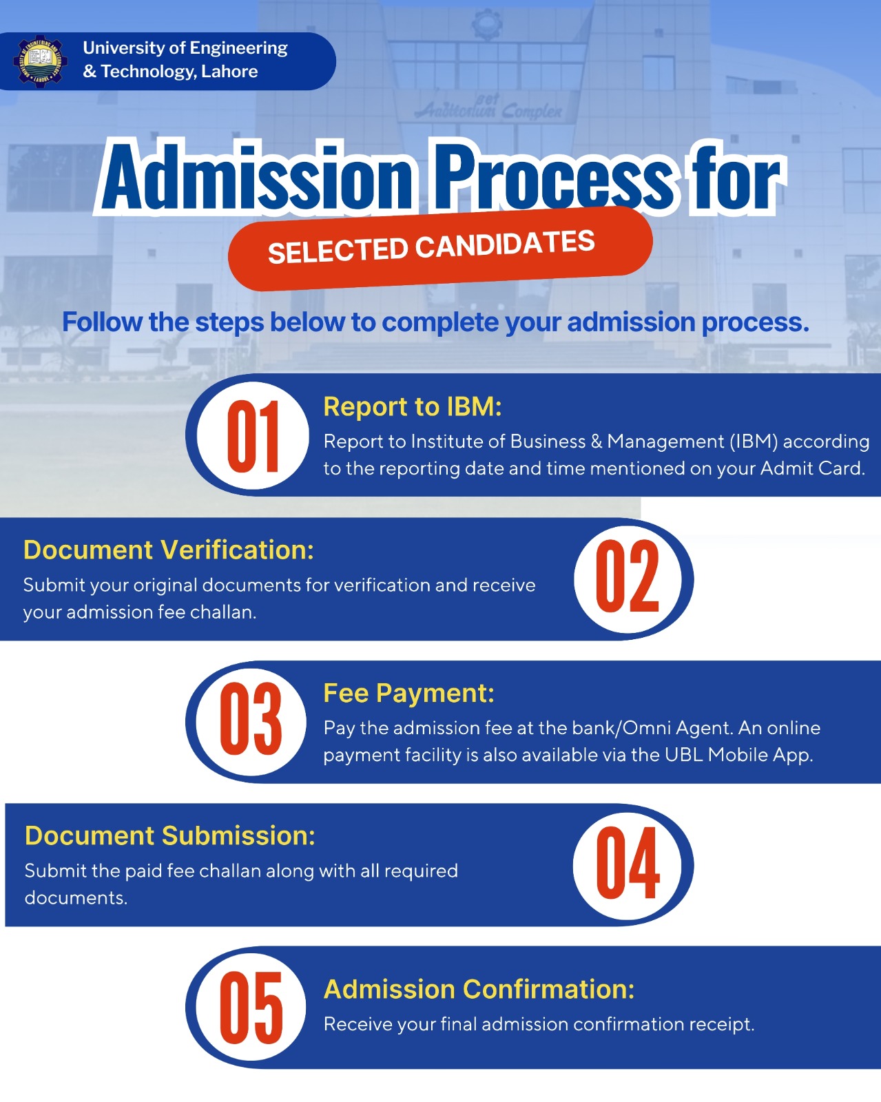 Admission Process for Selected Candidates – Undergraduate Admissions Fall 2026