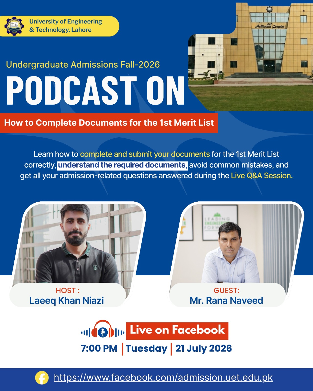 🎙️ Live Podcast: How to Complete Documents for the 1st Merit List | Undergraduate Admissions Fall 2026